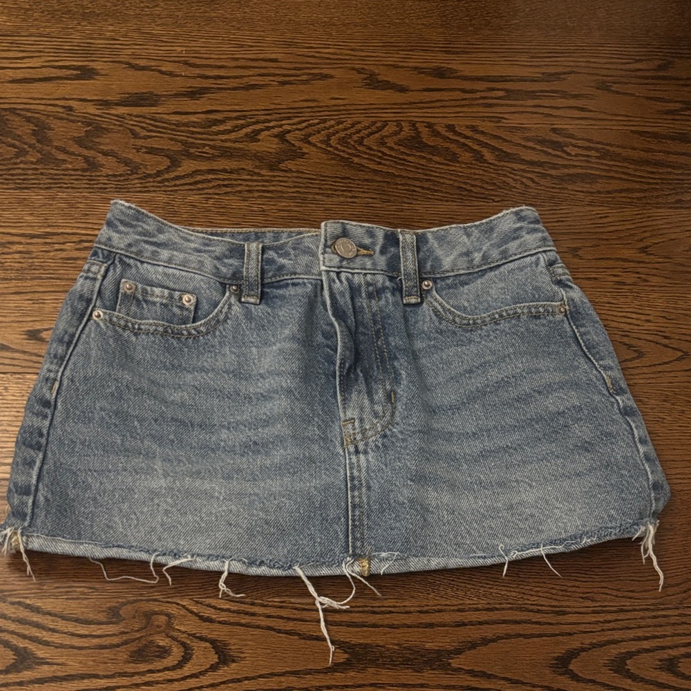PacSun Distressed Blue Denim Mini Skirt